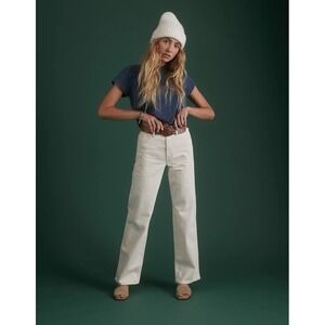 American Eagle AE77 Stovepipe Jeans High Rise Straight Leg Size 8 Short Cream